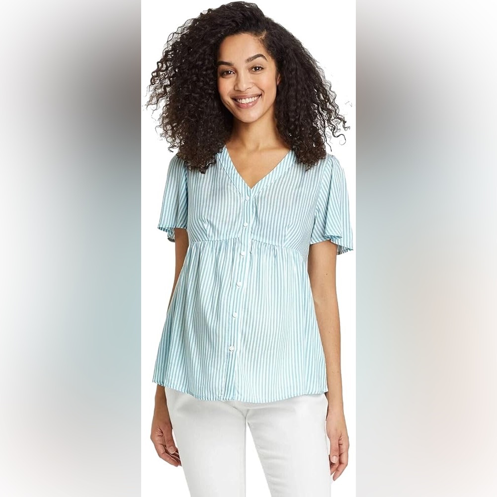 ✨5/$15 Isabel Maternity by Ingrid & Isabel Short Sleeve V-Neck Maternity Shirt M